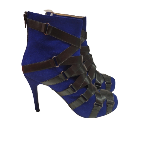 Christian Louboutin Nitoinimoi Bandage Suede Leather Blue Black Ankle Bo… - Picture 3 of 16